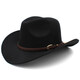 Shijanu large head circumference adjustable spring, autumn and winter woolen riding western cowboy hat for men and women, parent-child style, black (without windproof rope) large head circumference (60-61CM)
