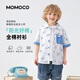 Mami Maca (MOMOCO) children's shirt summer boys short-sleeved summer fashion versatile shirt white full print 140