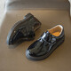 Zhunwu boys' leather shoes black children's campus small leather shoes soft sole performance shoes new performance little boy British student black Velcro style 36 size inner length 22cm