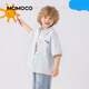 Mami Maca (MOMOCO) children's shirt summer boys' short-sleeved fashionable versatile shirt striped blue 140