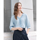 Betu women's 2026 spring and summer new shirt three-quarter lantern sleeve shirt trendy temperament top for women 2602T37 blue L