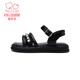 Fuluo Mi Sweet Pearl Princess Sandals Girls Summer New Style Comfortable Soft Soled Casual Campus Versatile Sandals Black 26