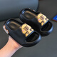 Children's slippers for boys indoor home non-slip soft bottom baby cute slippers for girls to wear EVA soft and lightweight upgraded version - black 34-35 sizes inner length 21cm