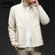 JEEP SPIRIT Cardigan Sweatshirt Men's 2026 Spring Loose Sports Top Casual Stand Collar Polar Fleece Jacket Men Gray M