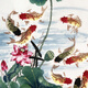 China Artists Association of Celebrities Calligraphy and Painting Chen Zhongnan <Continuous Years More> Purely hand-painted lotus and nine fishes Chinese painting entrance hall decorative painting oil painting Jin Yumantang office ink painting calligraphy and painting collection art auction prints gift 136X68CM