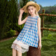 ASK JUNIOR children's clothing children's skirt summer dress girls plaid contrast lace splicing dress sundress plaid