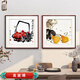 Zi Teng Suixuan Qi Baishi decorative painting new Chinese style living room background wall hanging painting bedroom dining room restaurant ink shrimp mural solid wood Shoutao A type 60*60cm (plexiglass) (default mahogany color frame)