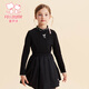 Fuluomi children's long-sleeved bottoming shirt for spring and autumn girls, comfortable and skin-friendly lotus leaf collar, with T-shirt inside and can be worn outside, black 110