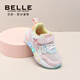 Belle children's shoes spring new arrival for boys and girls, cute star children's sports shoes, mesh breathable baby casual shoes, toddler shoes, white/blue 23, suitable for feet about 13.9-14.3cm long