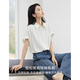 Dialogue (DUIBAI) linen blended white short-sleeved shirt for women 2026 summer new style commuting loose light and breathable shirt top Moonlight White M