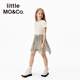 Little MO&Co.little moco children's clothing 26 spring new style girls fake two-piece plaid short-sleeved dress skirt college style beige plaid color 110 110/56