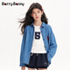 BARRY BANNY Girls' Denim Shirt 2026 Spring and Autumn New Embroidered Children's Versatile Long-Sleeved Jacket CX602 Denim Blue 120