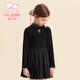 Fuluomi children's long-sleeved bottoming shirt for spring and autumn girls, comfortable and skin-friendly lotus leaf collar, with T-shirt inside and can be worn outside, black 110