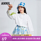 Anair girls' lapel long-sleeved cotton shirt 2025 spring new loose lantern sleeve white shirt off-white 120cm
