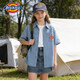 Dickies children's Tencel denim shirt 2026 new children's clothing summer boys summer clothing girls short-sleeved shirt denim light blue Sib K 120