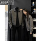 JEEP SPIRIT Gray Shoulder Padded Executive Jacket Men's Spring Style American Clenfit Short Boxy Shoulder Lapel Jacket Gray Upgrade 90 Buyers' Choice M 105-120Jin Jin equals 0.5 kg