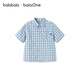 BALABALA balaOne boys short-sleeved shirt children's big children's shirt 2026 new summer pure cotton blue tone 00488 110
