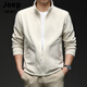 JEEP SPIRIT Cardigan Sweatshirt Men's 2026 Spring Loose Sports Top Casual Stand Collar Polar Fleece Jacket Men Gray M