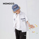 Mami Maka (MOMOCO) boys' short-sleeved shirt summer children's fashion versatile children's shirt blue and white 130