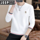 JEEP SPIRIT men's long-sleeved thick cotton T autumn thin bottoming shirt jacquard T-shirt trendy casual personality autumn clothes small shirt T-shirt spring and autumn T2355 khaki M 90-110Jin Jin equals 0.5 kg