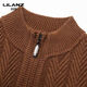 LILANZ Autumn and Winter 100% Wool Sweater Men's Round Neck 540g Thickened Half-High Round Neck Zipper Warm Knitted Sweater Jingxiu Gray Thickened 14XL (170)