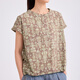 Colorless and odorless pottery shadow cocoon 26th summer new product pure cotton retro print short-sleeved shirt women's top antique brown M (36)