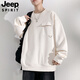 JEEP SPIRIT long-sleeved T-shirt men's spring and autumn large size loose plus fat round neck top casual inner fat bottoming shirt sweatshirt apricot M 90-110Jin Jin equals 0.5 kg