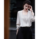 Demana Moonlight Lover Spring and Autumn Elegant Deep V Two-piece Stacked Placket Blouse Lantern Sleeve Shirt Women's Top