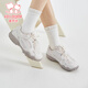 Fuluomi Spring and Autumn Girls Sweet Bow Casual Shoes Campus Versatile Moral Training Shoes Beige 35