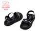 Fuluo Mi Sweet Pearl Princess Sandals Girls Summer New Style Comfortable Soft Soled Casual Campus Versatile Sandals Black 26