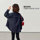 Mai Mai Qiu Girls 2026 Spring New Soft Denim Medium and Large Children's Casual Western Style Long Sleeve Contrast Color Shirt Jacket Blue Size 120 (recommended height 115-124cm)