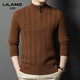 LILANZ Autumn and Winter 100% Wool Sweater Men's Round Neck 540g Thickened Half-High Round Neck Zipper Warm Knitted Sweater Jingxiu Gray Thickened 14XL (170)