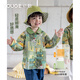 YOUGE Infant Forest Print Long Sleeve Top 2026 Spring New Baby Lapel Loose Shirt Green 110 cm
