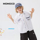 Mami Maka (MOMOCO) boys' short-sleeved shirt summer children's fashion versatile children's shirt blue and white 130