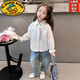 G.duck girls rabbit long-sleeved shirt autumn thin children's white shirt Korean style little girl spring and autumn casual white 120 cm