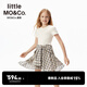 Little MO&Co.little moco children's clothing 26 spring new style girls fake two-piece plaid short-sleeved dress skirt college style beige plaid color 110 110/56