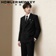 Sound Monkey Suit Jacket Men's Wedding Engagement Dress Gentleman's Fashion Business Double-Breasted Suit Set Men's Casual Suit Black Suit + White Shirt + Black Trousers Free Tie XL