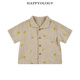Happyology British children's summer lapel double-layer yarn embroidered top girls boys shirt