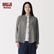 MUJI Women's Kapok Mixed Double-layer Yarn Disc Button Shirt Women's Shirt Jacket Spring 26 Women's BC2R7A6S Gray Stripe L (165/88A)