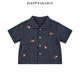 Happyology British children's summer lapel double-layer yarn embroidered top girls boys shirt