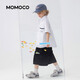 Mami Maka (MOMOCO) boys' short-sleeved shirt summer children's fashion versatile children's shirt blue and white 130