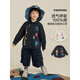 Youyou Boys Cartoon Printed Shirt 2026 Spring Children's Soft Skin Friendly Moisture Absorbent Breathable Versatile Casual Top Navy Blue 110 cm