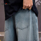 SANFU 2026 summer men's three-dimensional split jeans street wide version large straight pants 522197 nostalgic blue 28