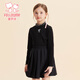 Fuluomi children's long-sleeved bottoming shirt for spring and autumn girls, comfortable and skin-friendly lotus leaf collar, with T-shirt inside and can be worn outside, black 110