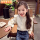 Girls' Western Sweet Little Fragrance Style Shirt 2025 Spring and Autumn Clothes Baby Girl Korean Princess Style Fashionable Bottoming Shirt Autumn Champagne Color 100
