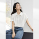 Dialogue (DUIBAI) linen blended white short-sleeved shirt for women 2026 summer new style commuting loose light and breathable shirt top Moonlight White M