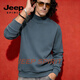 JEEP SPIRIT sweatshirt men's spring and autumn trendy brand warm German velvet sweatshirt men's fashion casual loose versatile turtleneck bottoming shirt black M weight 100-130Jin Jin is equal to 0.5 kg