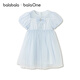 Balabala children's clothing girls skirt children's dress medium and large children 2026 new summer mesh skirt puff sleeves blue tone 00388 90