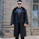 Windproof and waterproof military coat, winter velvet warm knee-length cotton coat, security cotton coat, outdoor cold-proof labor protection cotton coat, black velvet waterproof cotton coat with hood, one size fits all, recommended 130-200Jin Jin equals 0.5kg