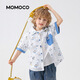 Mami Maca (MOMOCO) children's shirt summer boys short-sleeved summer fashion versatile shirt white full print 140